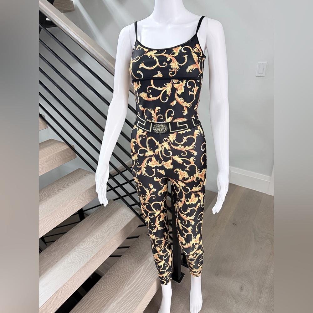 New Versace Black and Gold Baroque Matching Set size XS